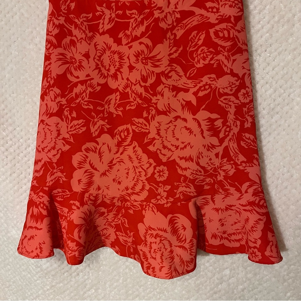 BCBGMaxAzria Floral Cutout Mini Dress Red Combo Sleeveless Peplum Hem Sz 2 NWT - Picture 5 of 12